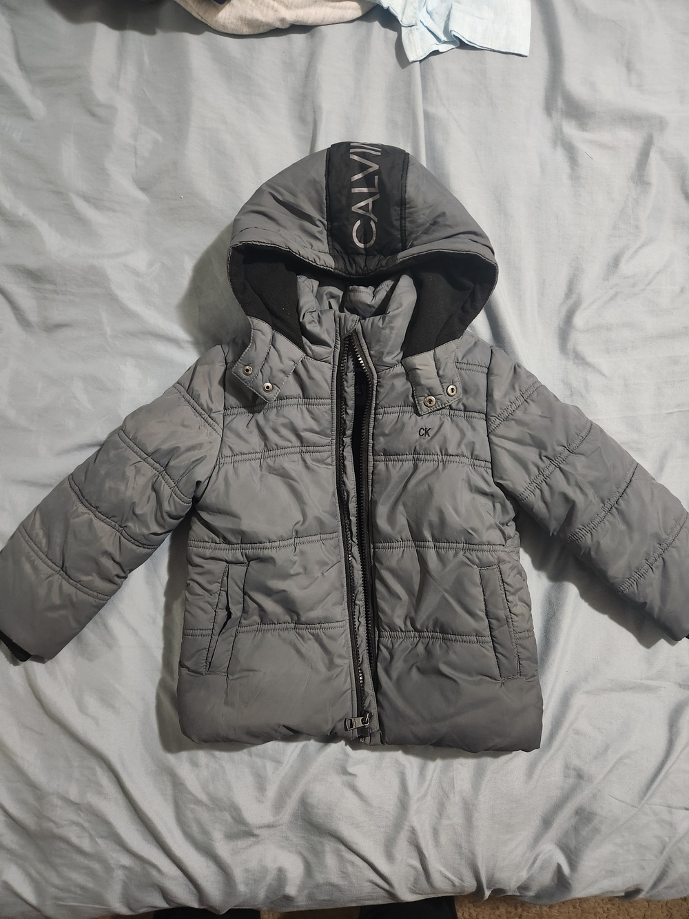 Calvin Klein Toddler Gray Hooded Puffer Jacket